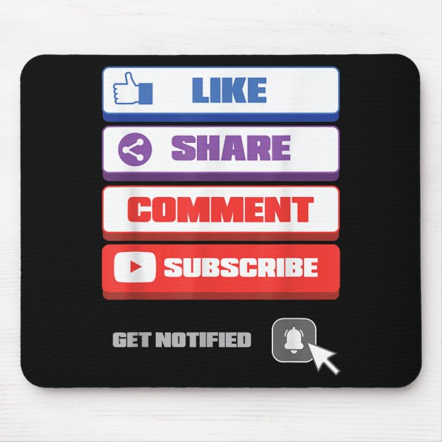 Social Media Like Share Comment Subscribe Vlogger Mouse Pad (Front)
