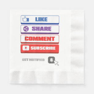 Social Media Like Share Comment Subscribe Vlogger Napkin