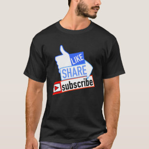 Social Media Like Share Subscribe T-Shirt