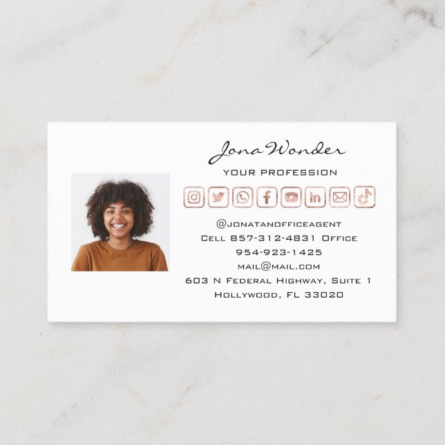 Social Media Logo Custom Photo QRCode TikTokYOUTUb Business Card (Back)