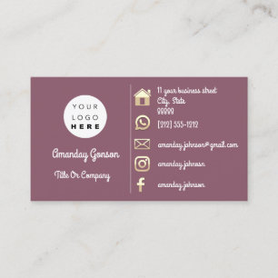 Social Media Logo Gold QR Code Address Rose Business Card