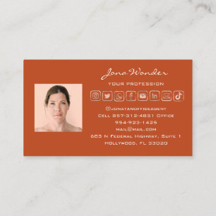 Social Media Logo Photo QR Code Blogger Rose  Business Card