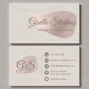 Social Media Manager Beige Linen Beauty  Business Card