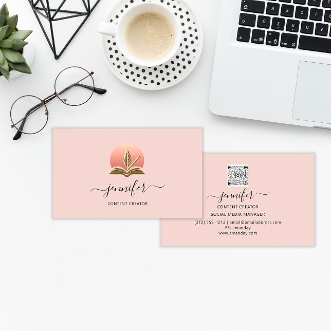 Social Media Manager Content Creator Logo QR Code  Business Card (Social Media Manager Content Creator Logo QR Code Business Card)