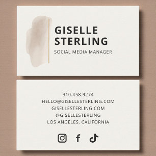 Social Media Manager Neutral Beige Watercolor Business Card