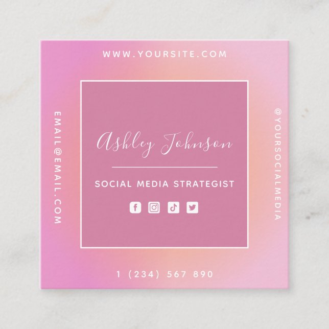 Social Media Manager Social Media QR Code Summer Square Business Card (Front)