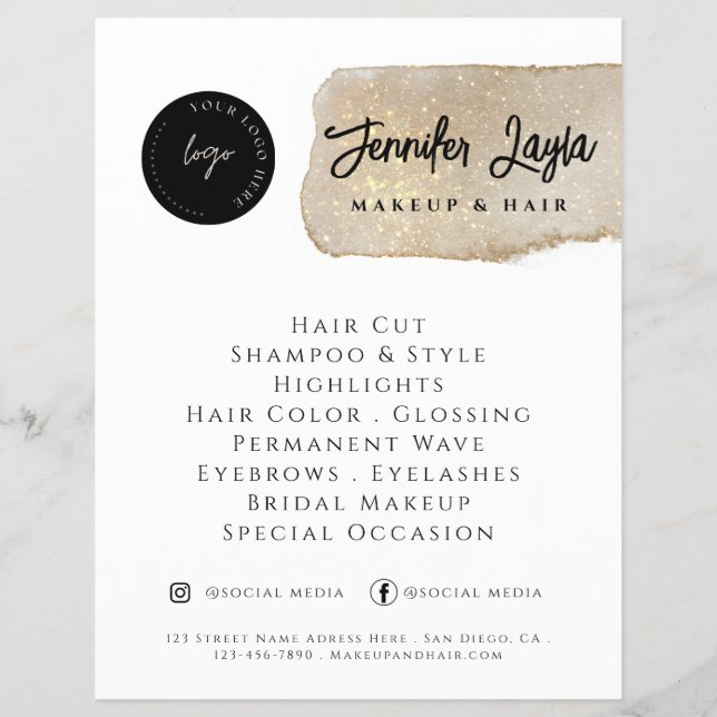 Social Media Modern Gold Logo QR Code Minimalist Flyer (Front)