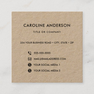 Social media networking rustic Kraft Square Business Card