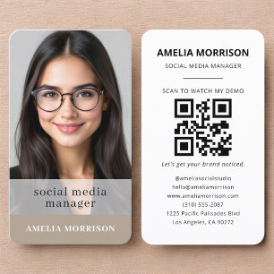 Social Media Neutral QR Code Photo Business Card