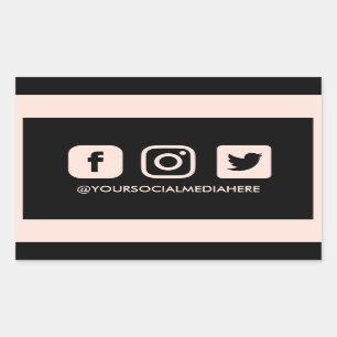 Social Media Pastel Pink Trendy Elegant Rectangular Sticker