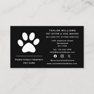 Social Media Paw Print Dog Walker Cat Pet Sitter Business Card