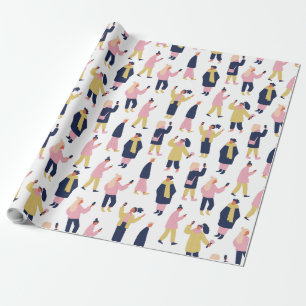Social Media People Pattern Wrapping Paper