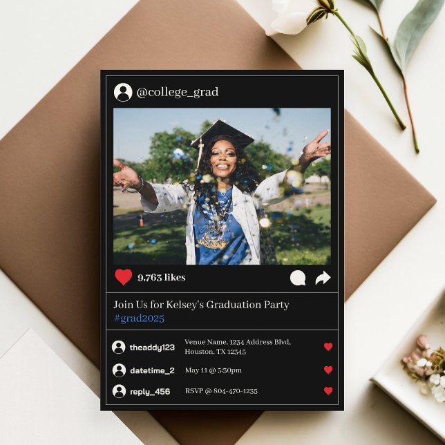 Social Media Post Photo Dark Mode Graduation Party Invitation (Social Media Post Photo Dark Mode Graduation Party Invitation
)