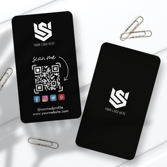 Social Media Profiles QR Code Logo Modern Simple Business Card (Creator Uploaded)