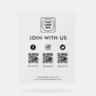 Social Media QR Acrylic Sign