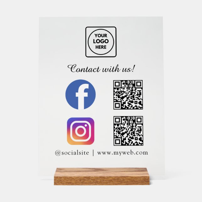 Social Media QR Acrylic Sign (Front)