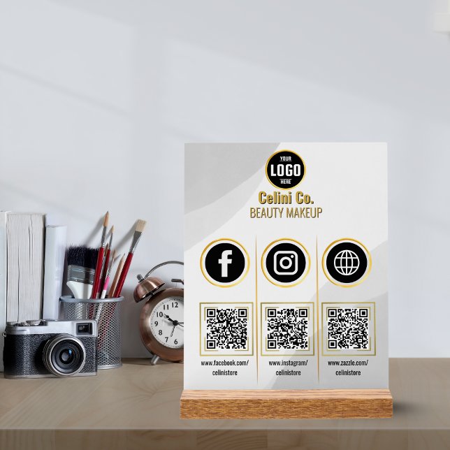 Social Media QR Code Acrylic Sign - Custom Beauty  (Social Media QR Code Acrylic Sign - Custom Beauty)