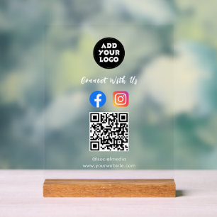 Social Media QR Code Acrylic Sign   Fb Instagram 