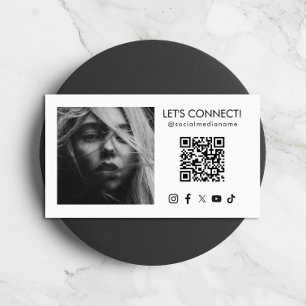 Social Media QR Code Add Photo White Business Card