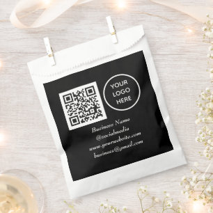 Social media QR Code Black Business Logo Favour Bags