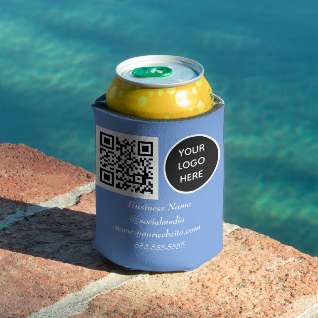 Social media QR Code Blue Business Logo Can Cooler (In Situ Pool)