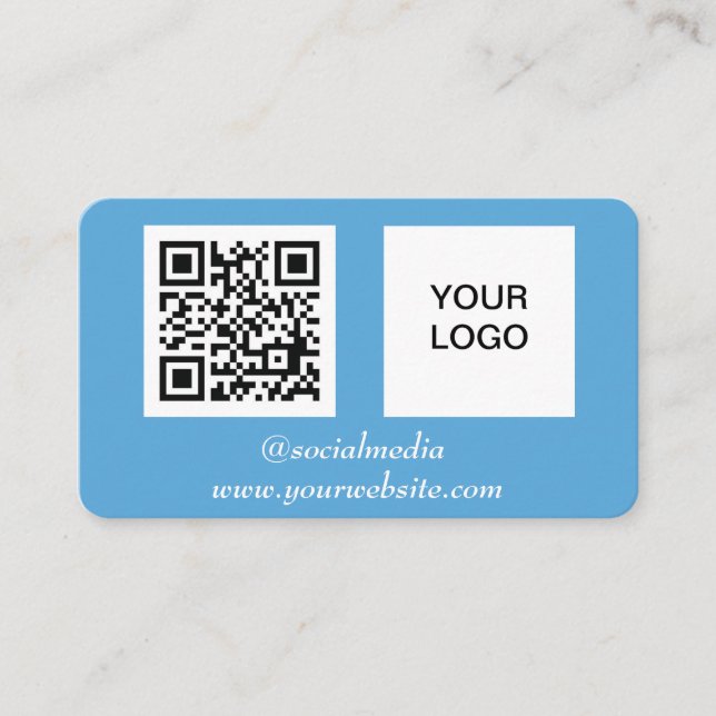 Social media QR Code Blue Professional Modern Business Card (Front)