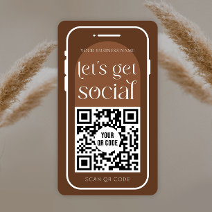 Social Media QR Code Boho Terracotta Modern Logo Business Card