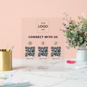 Social Media QR Code Business Acrylic Sign
