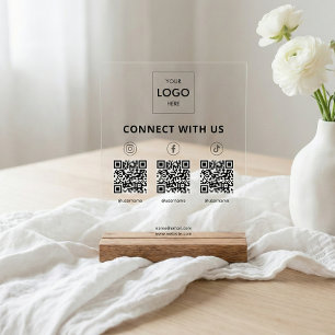 Social Media QR Code Business Acrylic Sign
