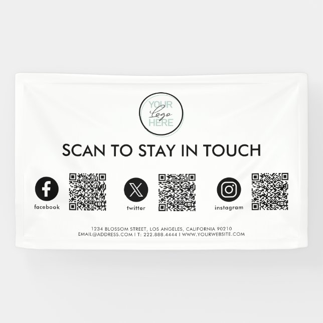 Social Media QR Code Business Banner (Horizontal)
