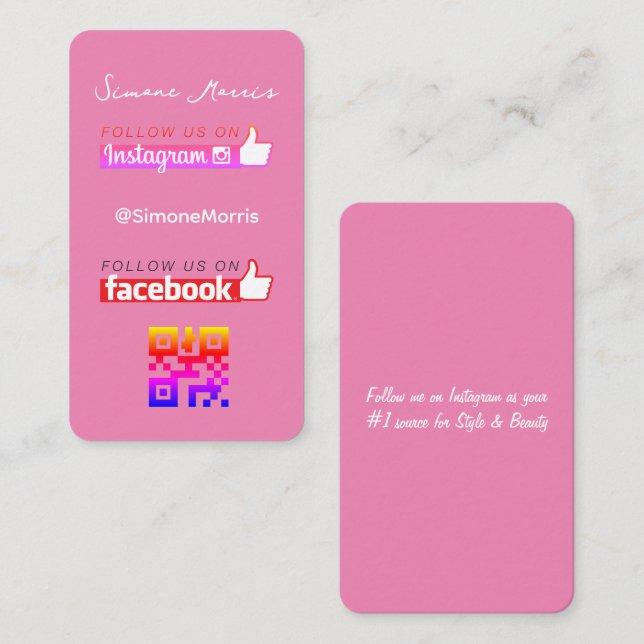 Social Media QR Code Business Card (Front/Back)