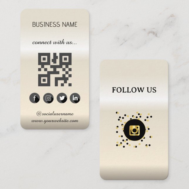 Social Media QR Code  Business Card (Front/Back)