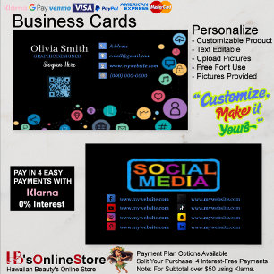 Social Media QR Code Business Cards 31 Pack of 100