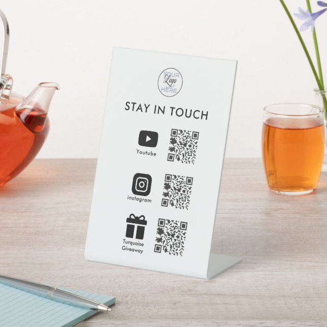 Social Media QR Code Business Pedestal Sign (In SItu)