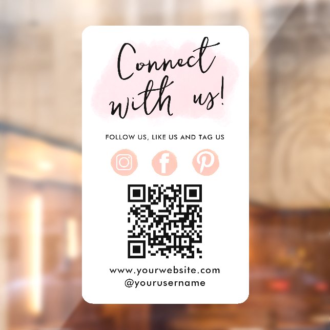Social Media QR Code Connect With Us Modern Pink (Sheet 2)