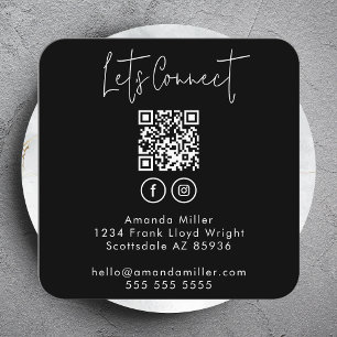 Social Media QR Code Connect With Us Modern Square Business Card