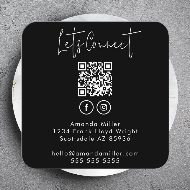 Social Media QR Code Connect With Us Modern Square Business Card (Creator Uploaded)