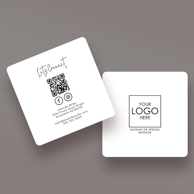 Social Media QR Code Connect With Us Modern Square Business Card (Creator Uploaded)