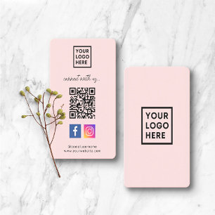 Social Media QR Code Connect with us Pink Business Card