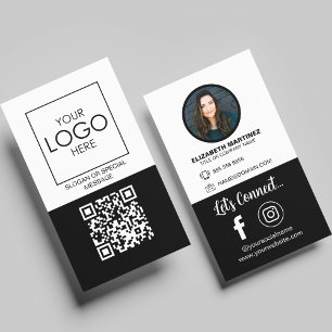 Social Media QR Code Employee Photo & Company Logo Business Card