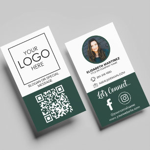 Social Media QR Code Employee Photo & Company Logo Business Card