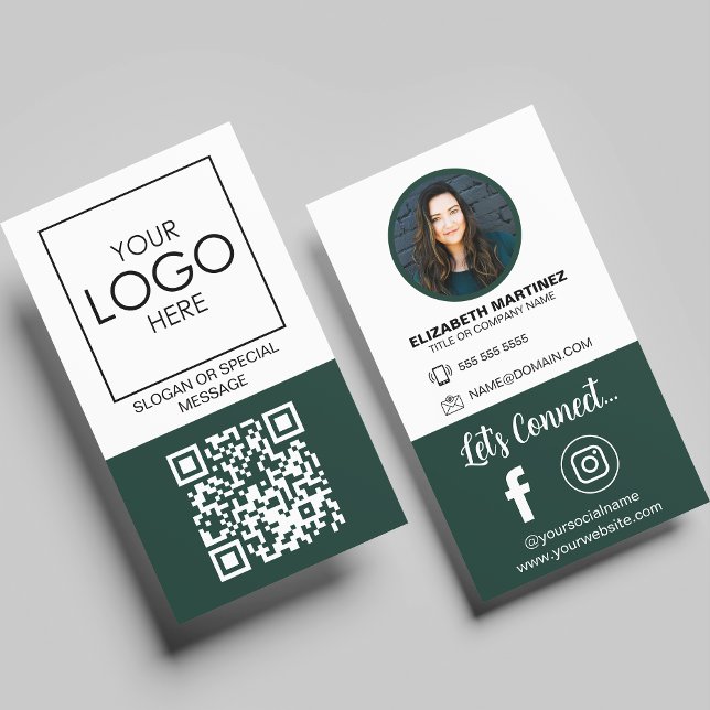 Social Media QR Code Employee Photo & Company Logo Business Card (Creator Uploaded)