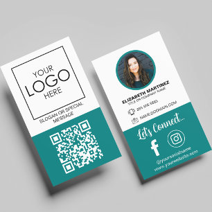 Social Media QR Code Employee Photo & Company Logo Business Card
