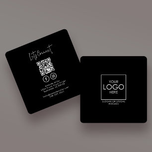Social Media QR Code Employee Photo & Company Logo Square Business Card