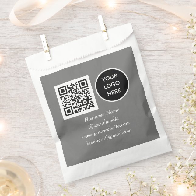 Social media QR Code Grey Business Logo Favour Bags (Clipped)