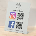 Social Media | QR Code Instagram Facebook Grey Pedestal Sign<br><div class="desc">A simple bold custom grey business scan to connect with us on Instagram and Facebook QR code pedestal sign in a modern minimalist style. The versatile template can easily be updated with your company logo, graphic or photo, 2 QR codes, custom text and social media icons (Facebook & Instagram). The...</div>