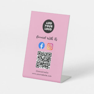 Social Media QR Code   Instagram Facebook Tabletop Pedestal Sign