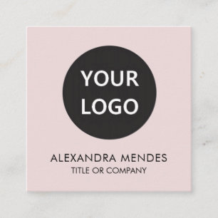 Social Media QR Code Logo Blush Pink Business Card