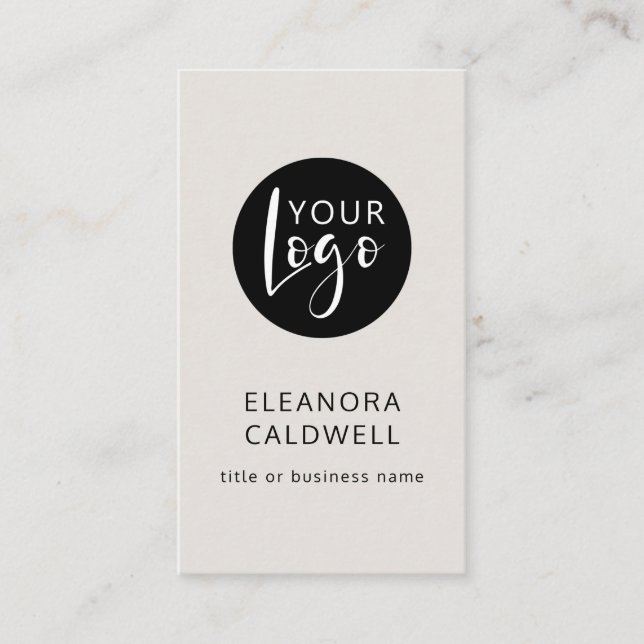 Social Media QR Code Logo Elegant Eggshell Business Card (Front)