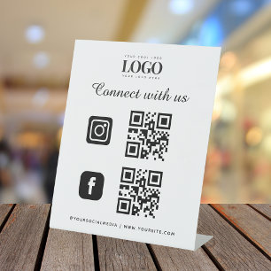 Social Media Qr Code Logo Instagram Facebook Pedestal Sign